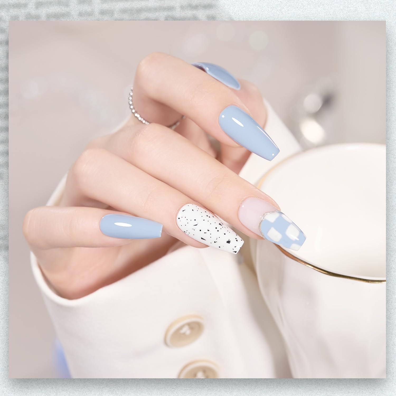 GAOY at-home nail art process demonstrates precise two-layer application.