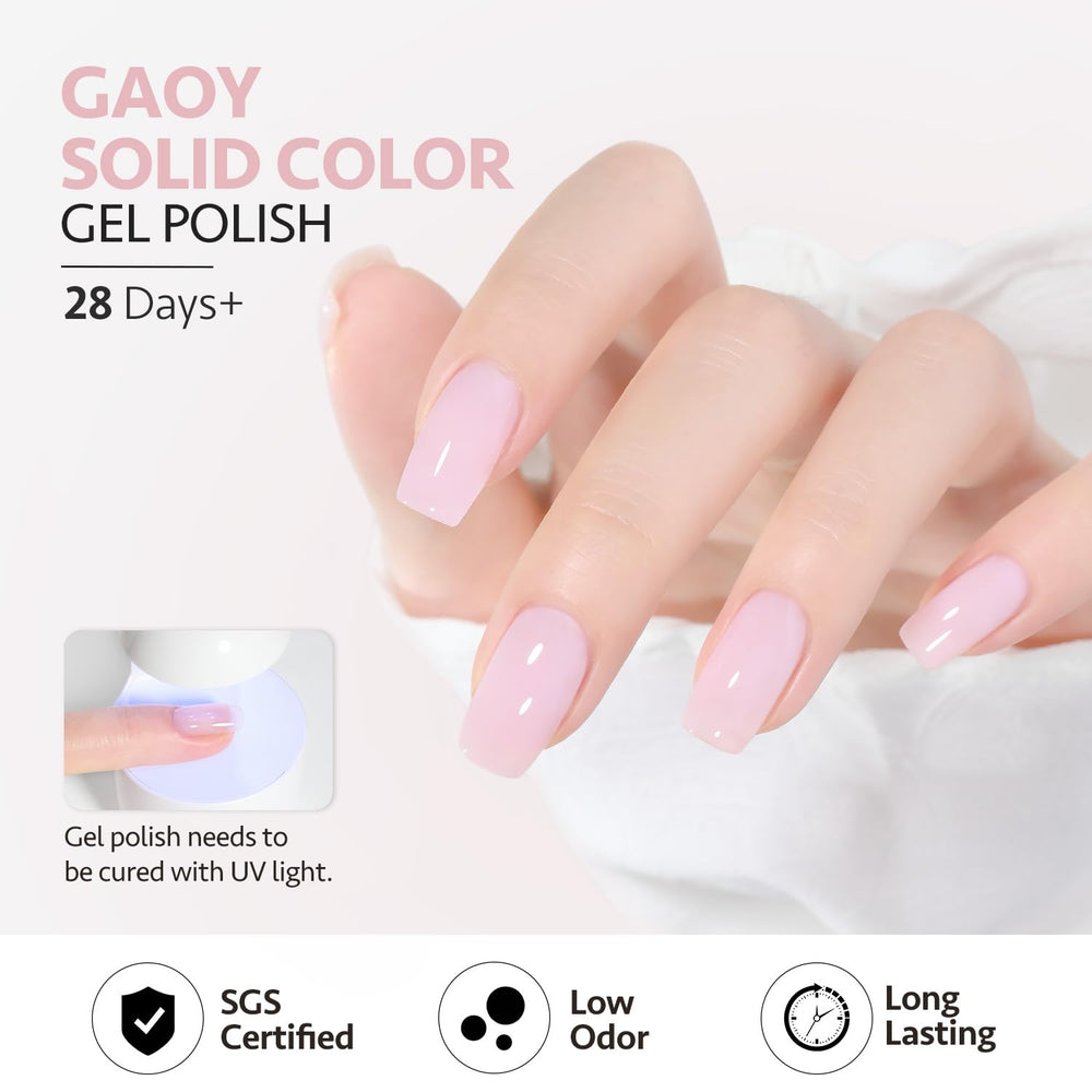 GAOY Baby Pink Gel Nail Polish finish provides a smooth glossy look.