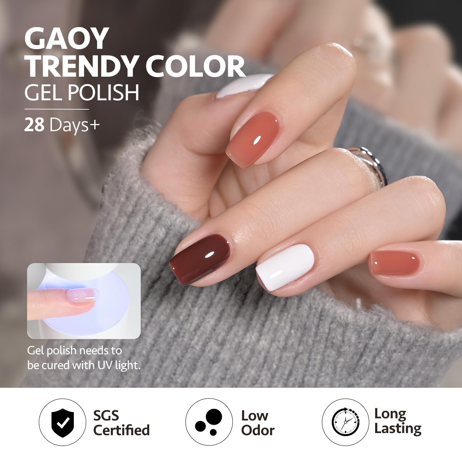 GAOY base coat improves adhesion for longer wear and smoother color.