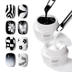GAOY Black & White Painting Gel set swatches show bold contrast for micro art