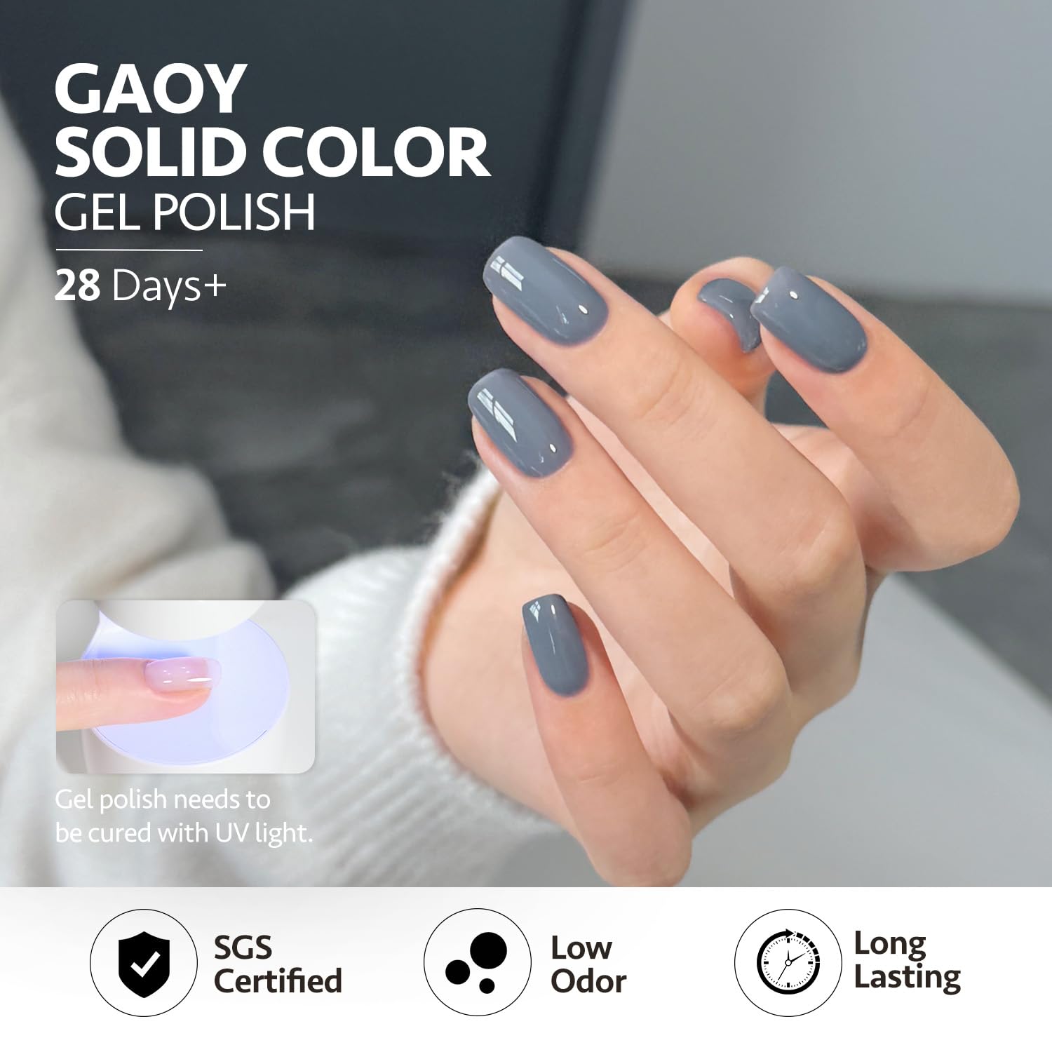 GAOY Blue Ashes gel nail polish color 6 promotes salon-quality results for home use