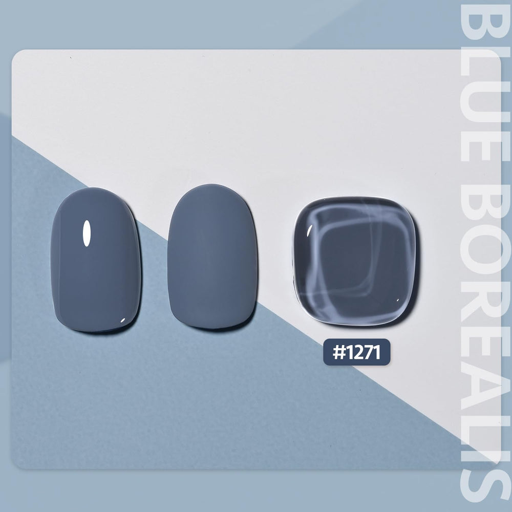 GAOY Blue Borealis bottle cap close-up highlighting precision brush for smooth color.