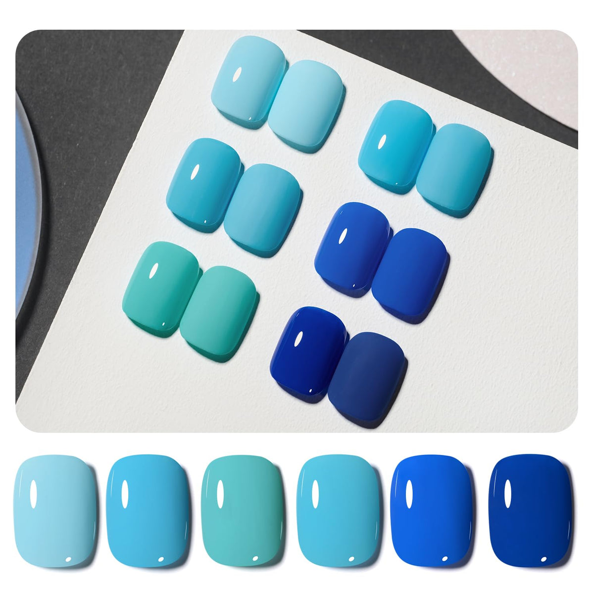GAOY blue gel nail polish pack shows six shades for salon-quality nails at home