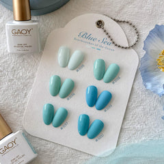 GAOY Blue Gel Nail Polish bottles display light baby blue shade
