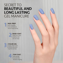 GAOY Serenity Blue under UV lamp cures in 60 seconds for a quick finish.