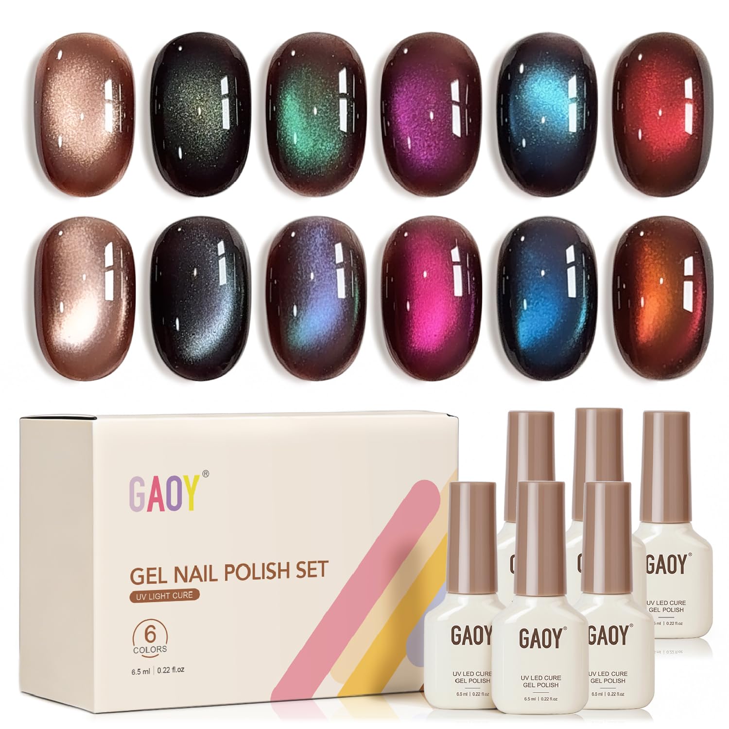 GAOY Brown Chameleon Cat Eye Kit with magnet for dramatic at-home effects