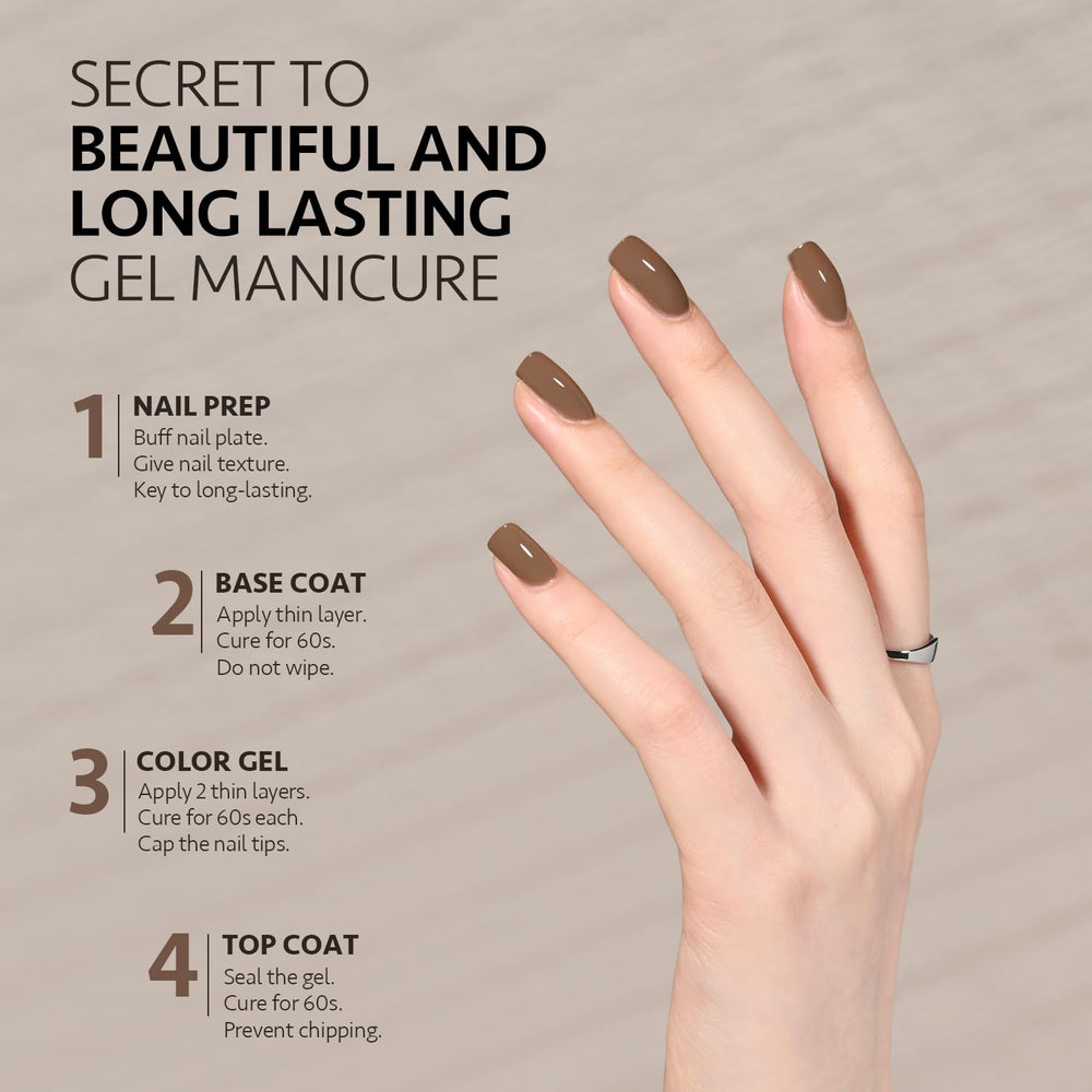 GAOY brown gel polish application on nails for smooth color.