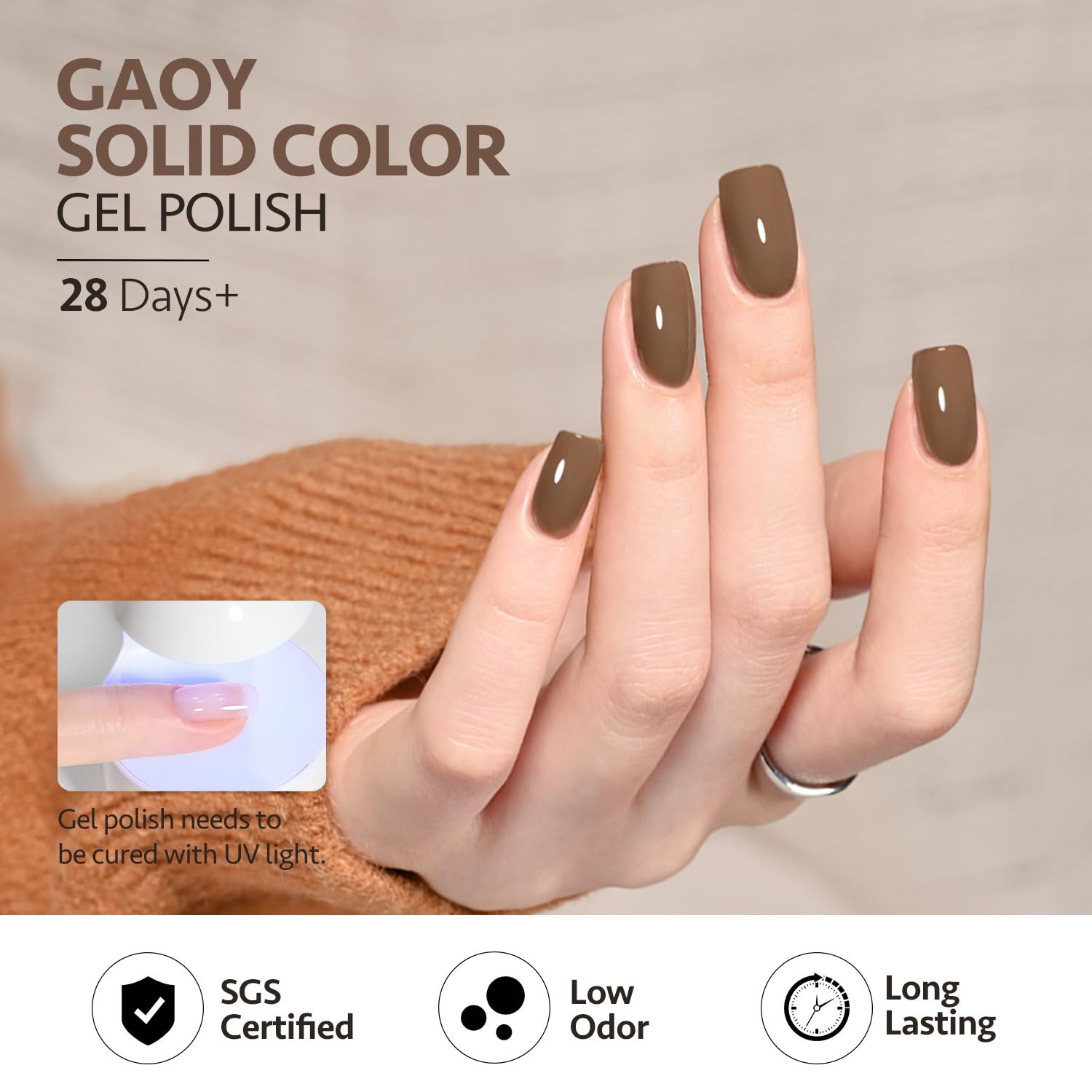 GAOY gel nail polish curing under UV lamp for quick dry.