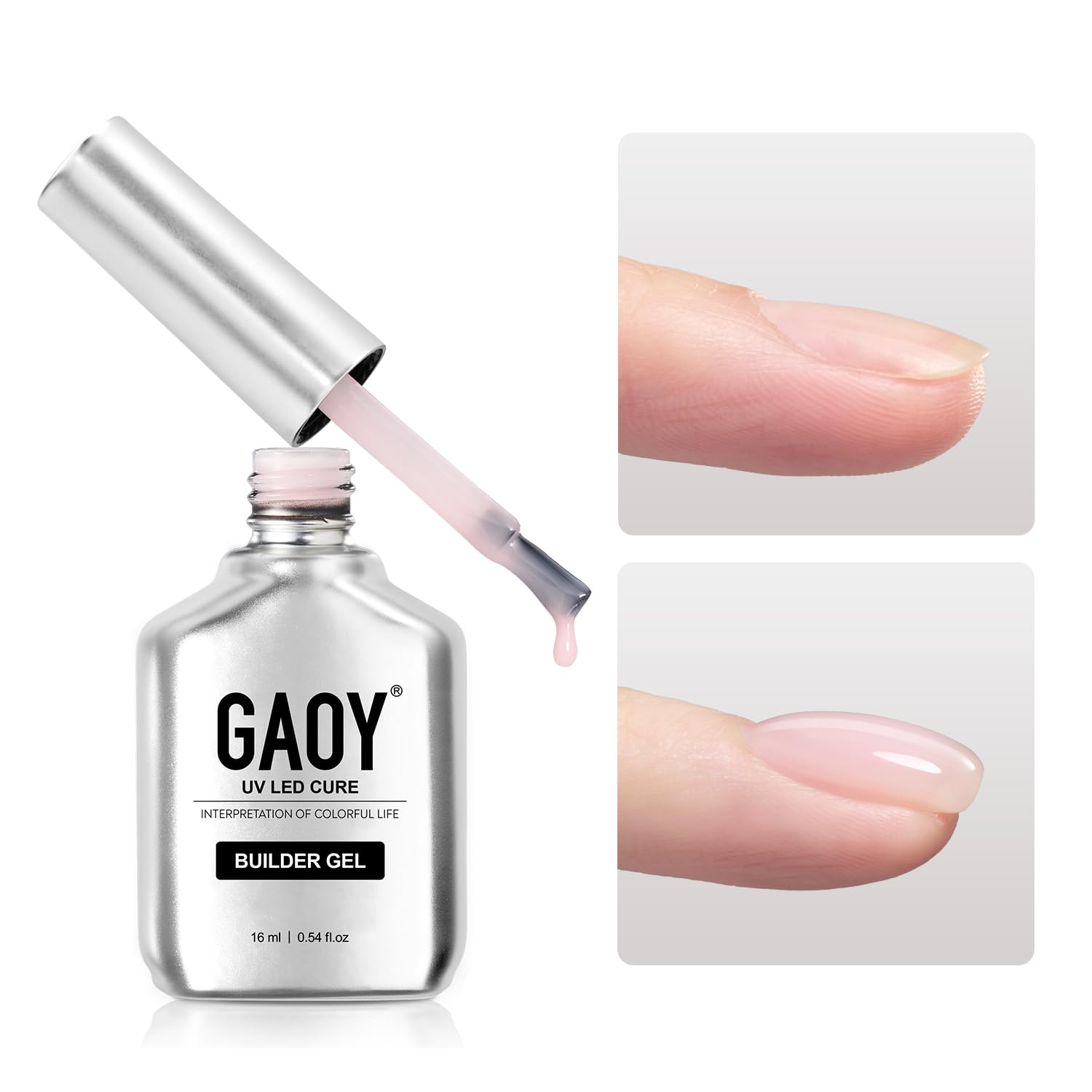 GAOY builder gel bottle for at-home nail extensions and natural reinforcement.