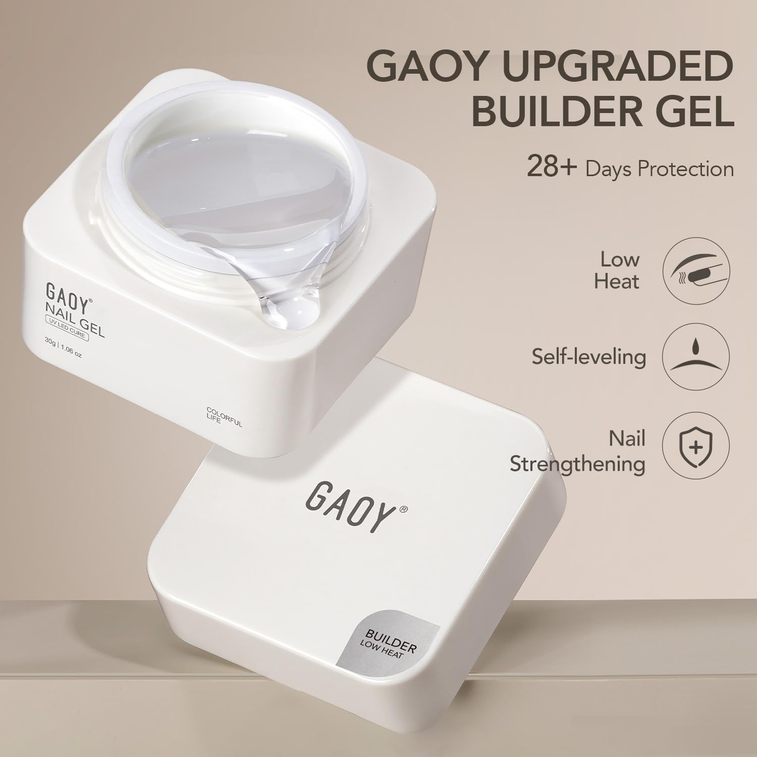 GAOY builder gel brush included for precise at-home application.