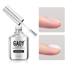 GAOY builder gel milky white close-up bottle supports long-lasting nail art.