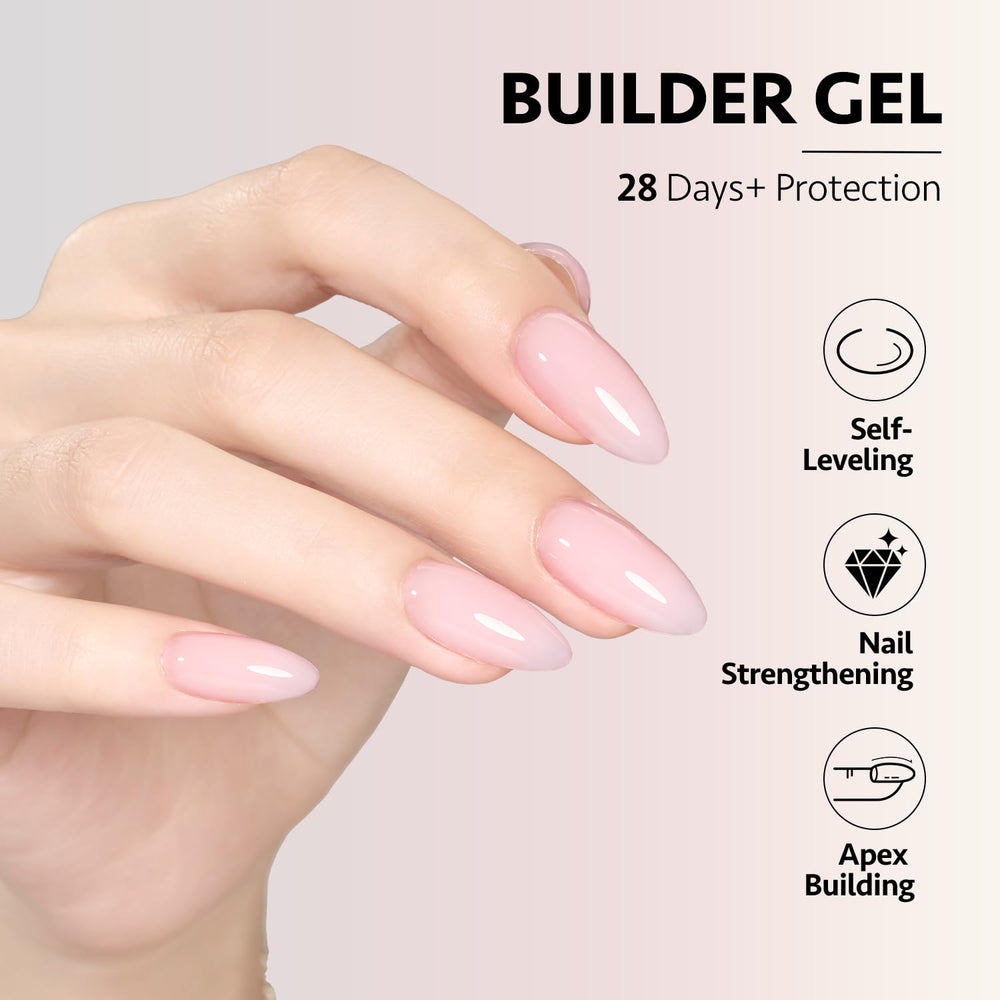 GAOY builder gel sheer jelly for subtle, flexible length.