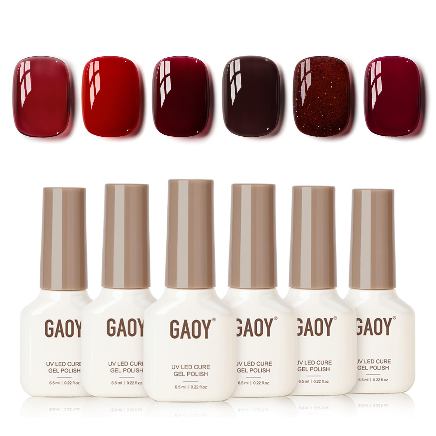 GAOY burgundy gel nail polish bottle offers rich color and long-lasting shine.