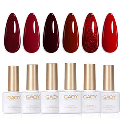 GAOY Burgundy Red gel polish set bottles for instant at-home salon vibes.