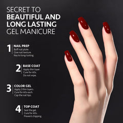 GAOY carmine gel polish swatch for clean finish