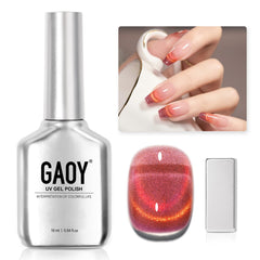 GAOY Cat Eye Gel Polish bottle in vintage burgundy with shimmering finish