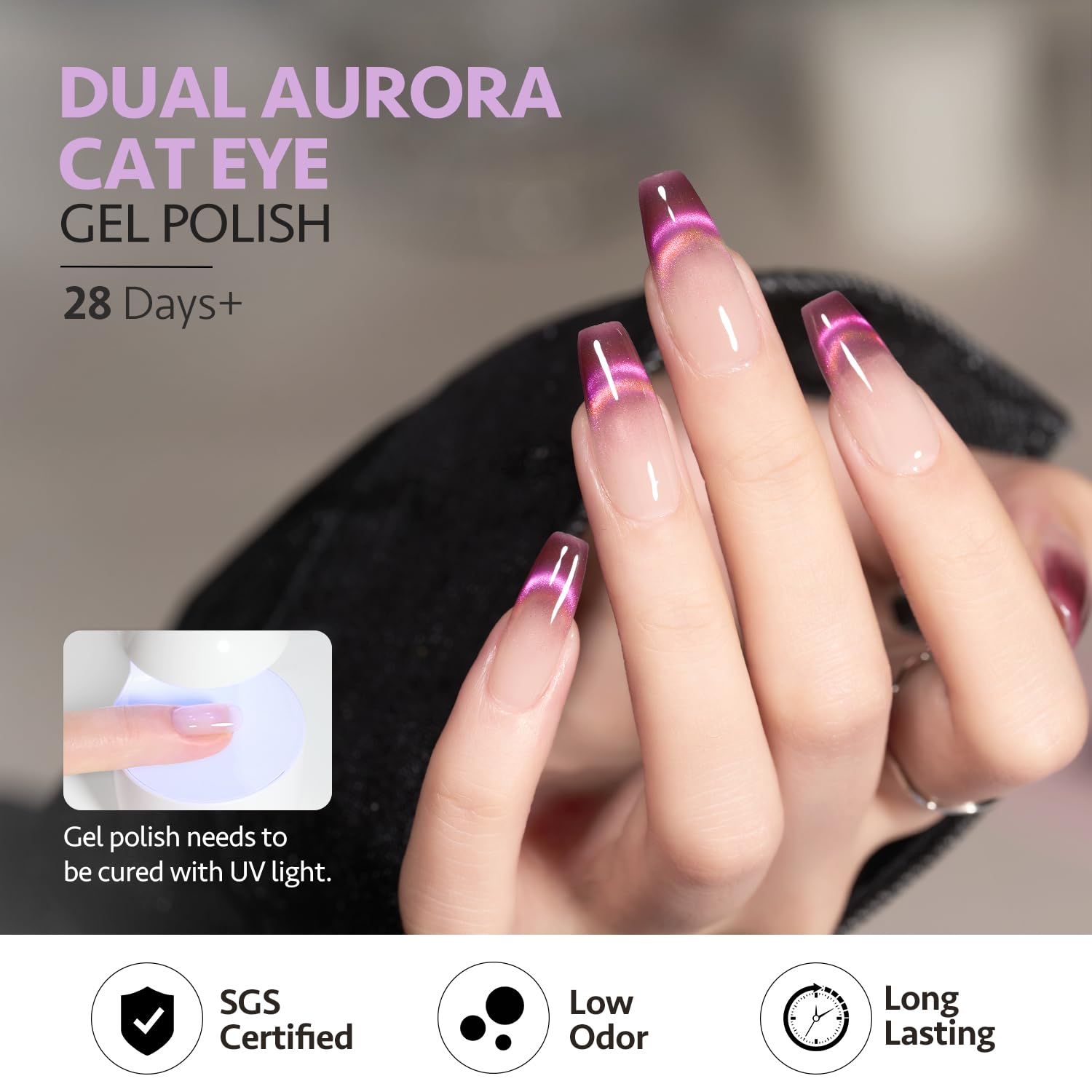 GAOY gel lasts up to four weeks with proper base and top coats.