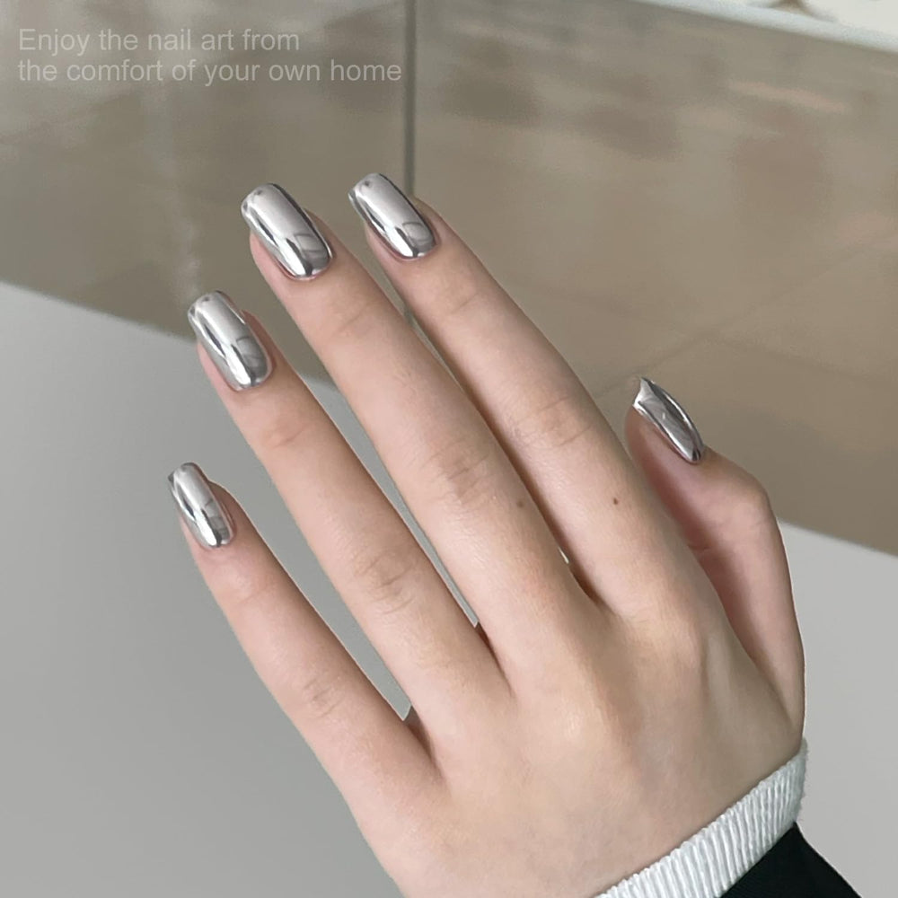 GAOY Chrome Nail Powder jar and sponge sticks included for at-home use