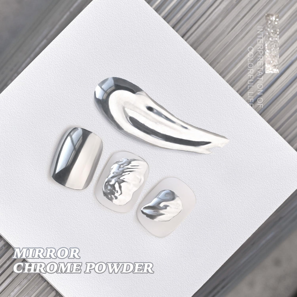 GAOY Chrome Nail Powder displaying holographic shimmer on a nail