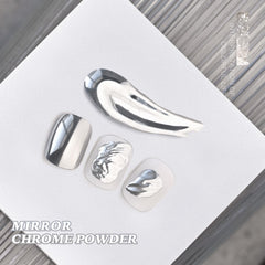 GAOY Chrome Nail Powder displaying holographic shimmer on a nail