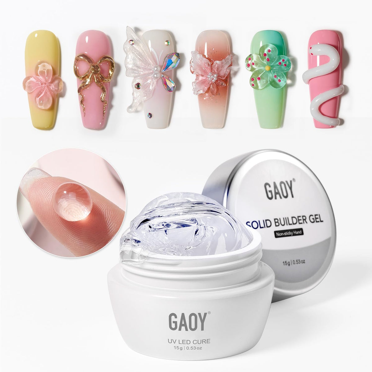 GAOY Clear 3D Sculpting Gel bottle for precise 3D nail sculpture