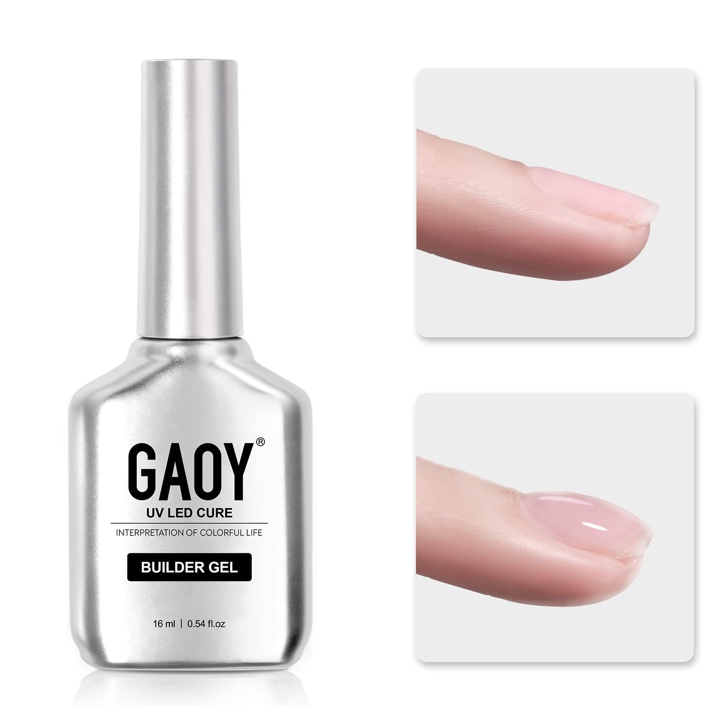 GAOY Clear Builder Gel front view for durable natural nail extension