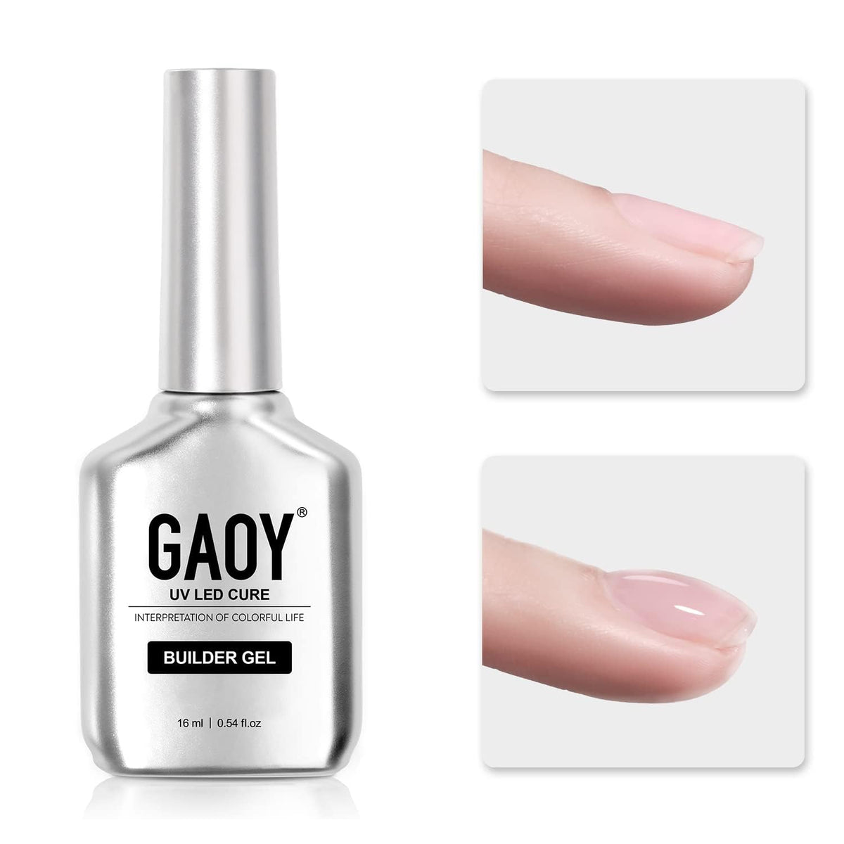 GAOY Clear Builder Gel front view for durable natural nail extension