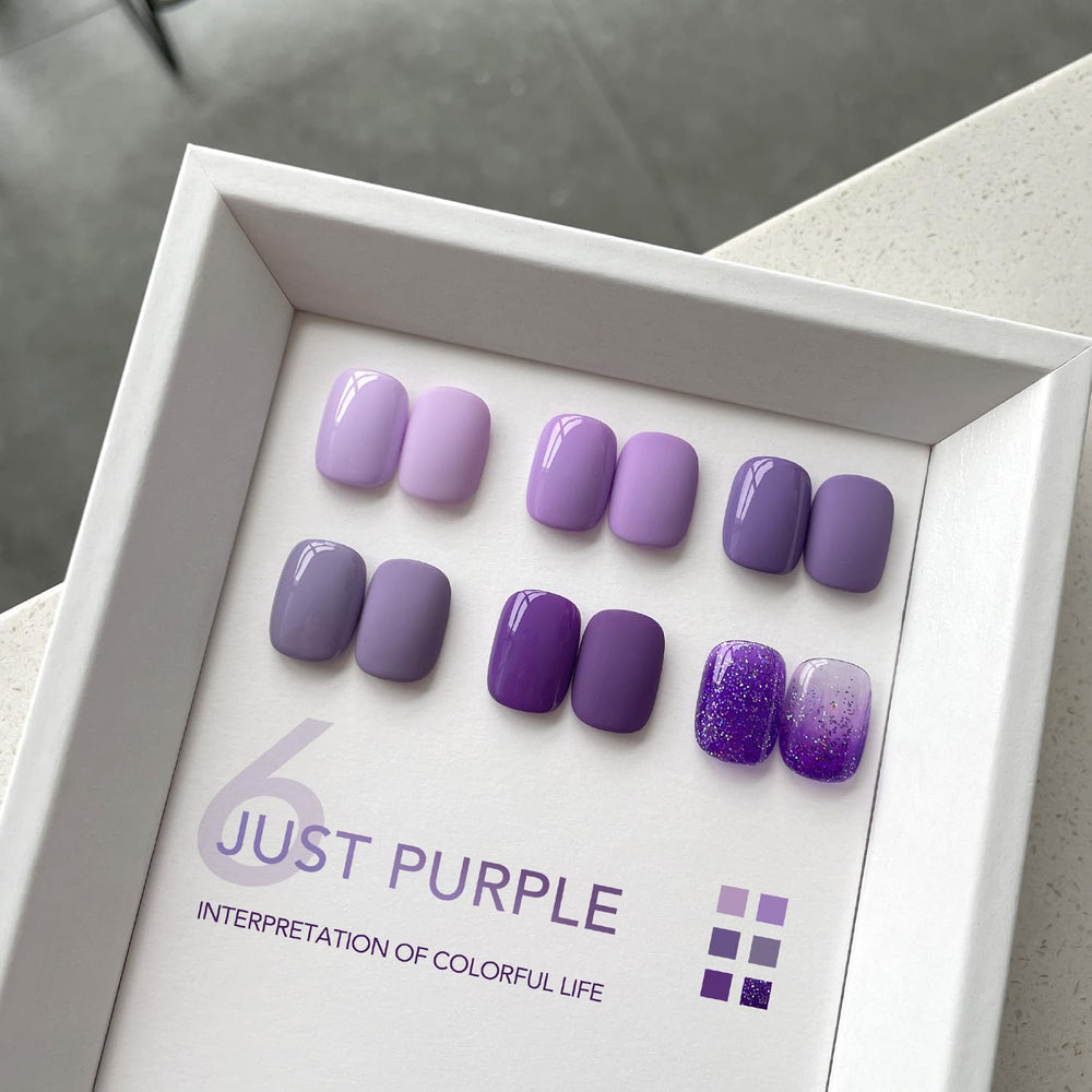 GAOY color swatches display six shimmering shades for easy selection and coordinated nail art.