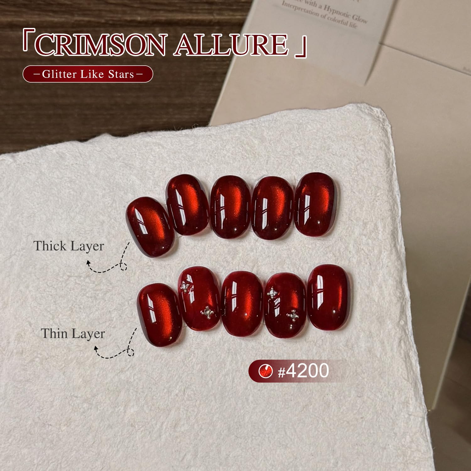 GAOY Crimson Allure holographic glitter jelly polish for depth