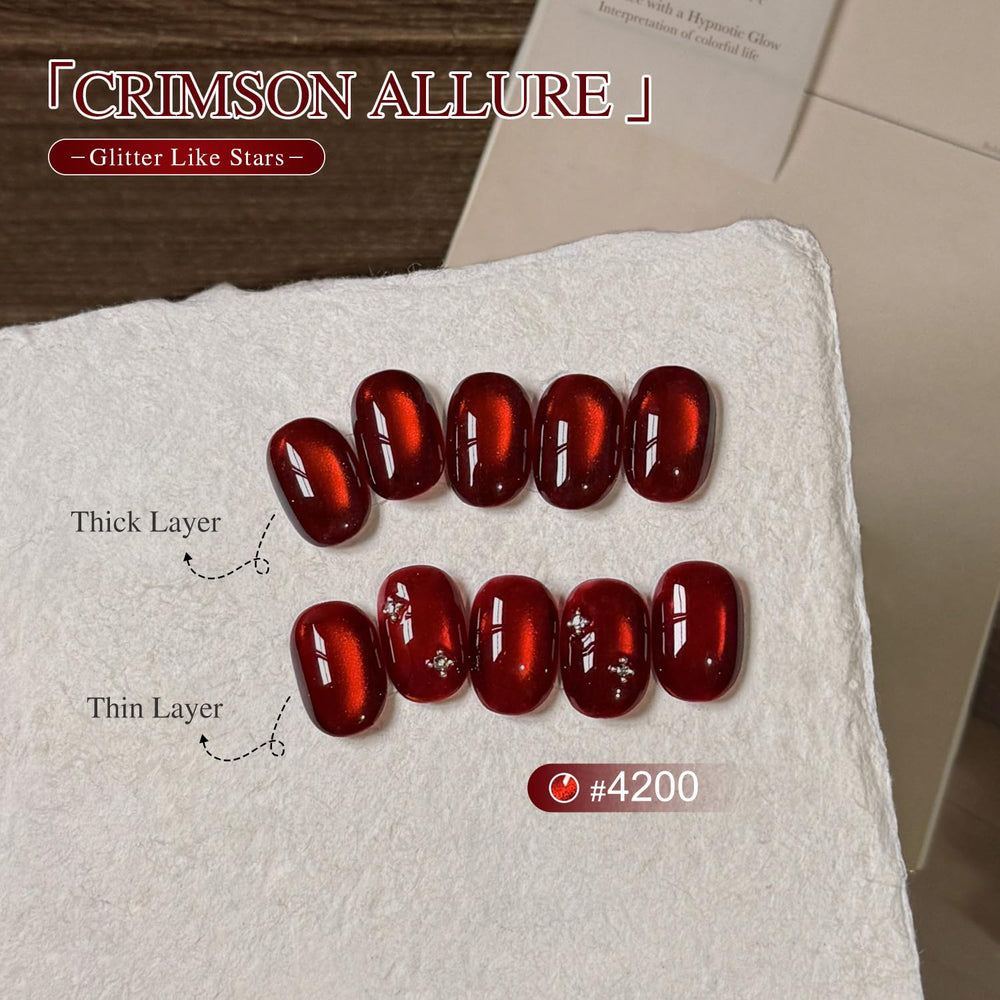GAOY Crimson Allure holographic glitter jelly polish for depth
