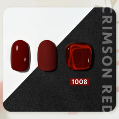 GAOY Crimson Red gel polish application close-up showing smooth color application.
