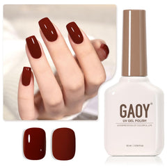 GAOY Crimson Red gel nail polish bottle for at-home manicure with long-lasting color.
