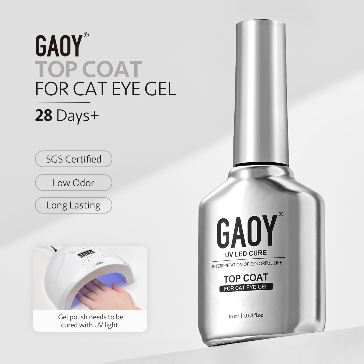 GAOY Crystal Top Coat offers long lasting protection up to four weeks
