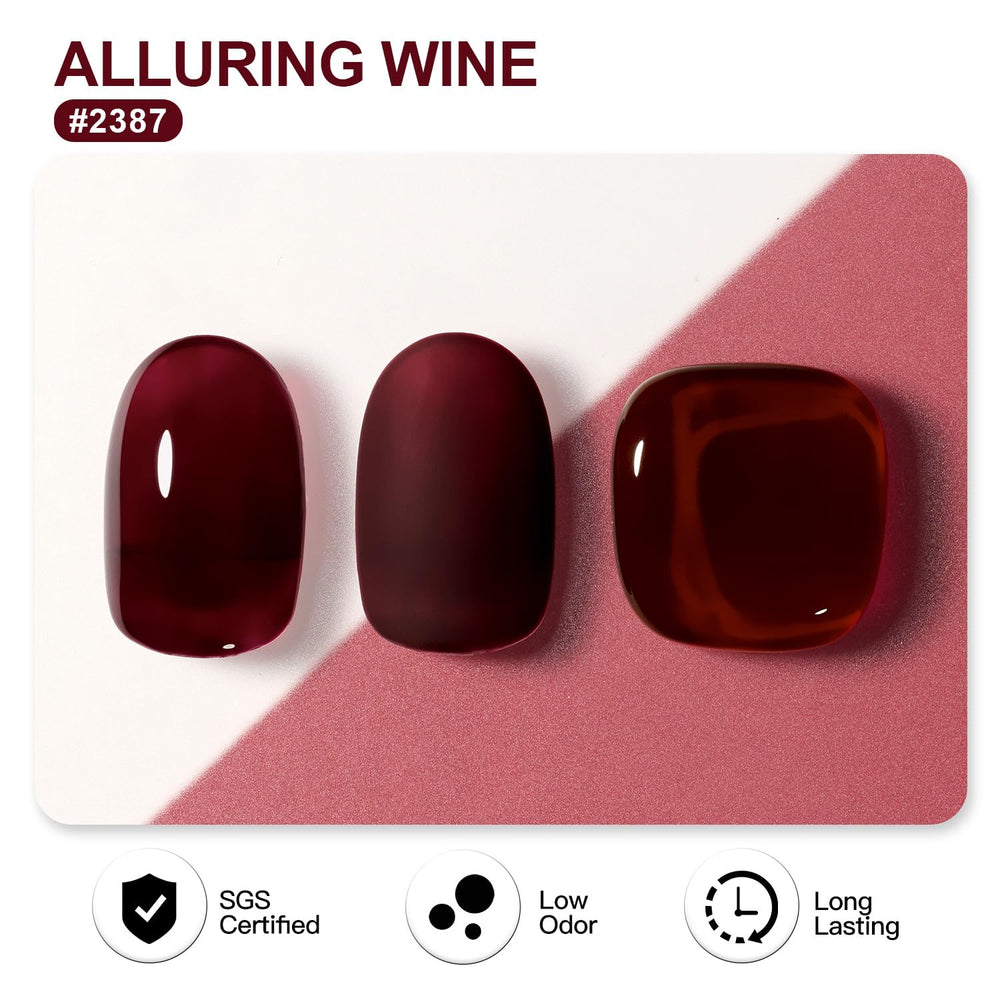 GAOY wine shade color swatch showing rich, glossy, long-lasting finish.