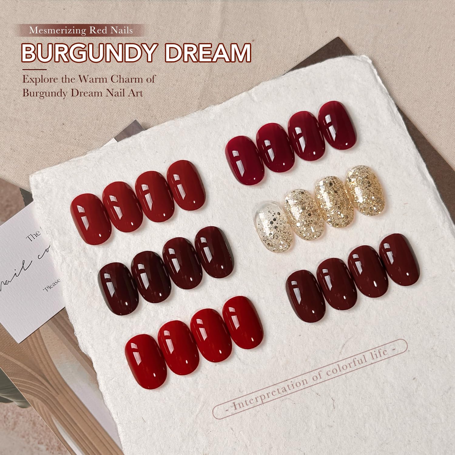 GAOY dark ruby gel color swatches for chic holiday nails.