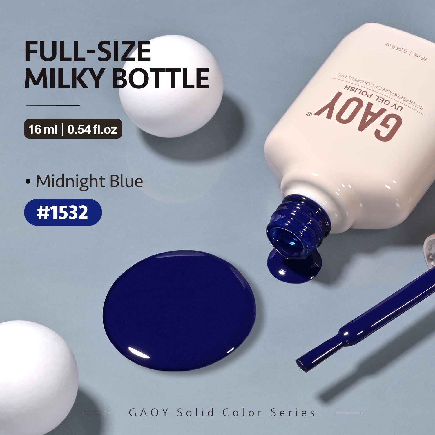 GAOY Deep Blue Gel Nail Polish packaging includes 16ml bottle for home use