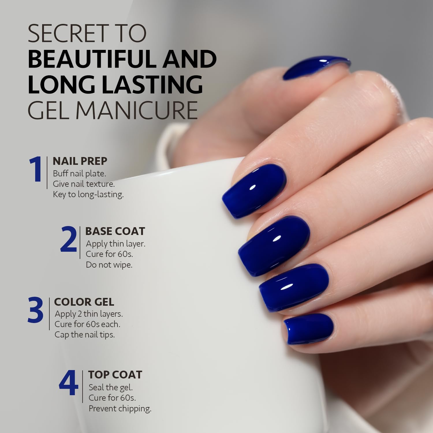 GAOY Deep Blue Gel Nail Polish under lamp cures quickly for a quick finish