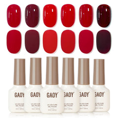 GAOY Festive Red Gel Nail Polish pack for vibrant salon-grade color at home.