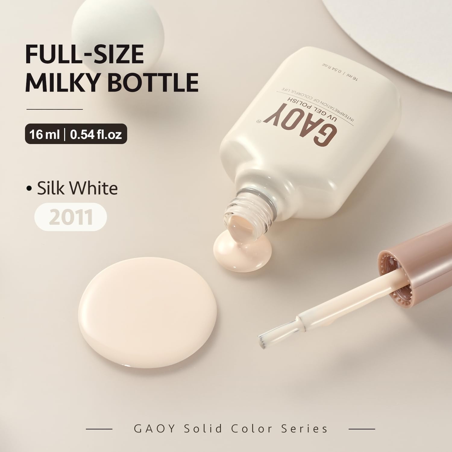GAOY finished glossy silk-white manicure on nails highlighting a durable shine