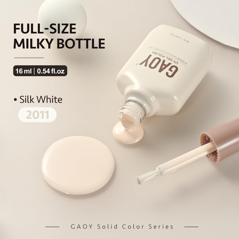 GAOY finished glossy silk-white manicure on nails highlighting a durable shine