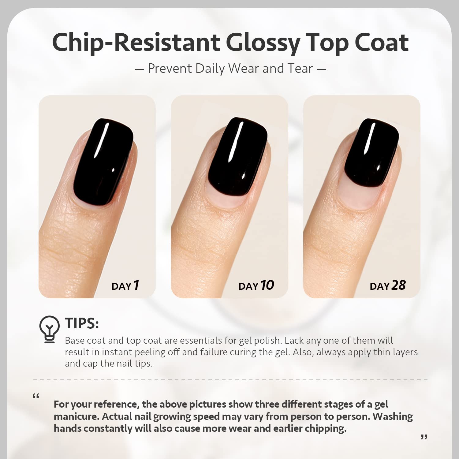 GAOY gel manicure with glossy finish after UV curing