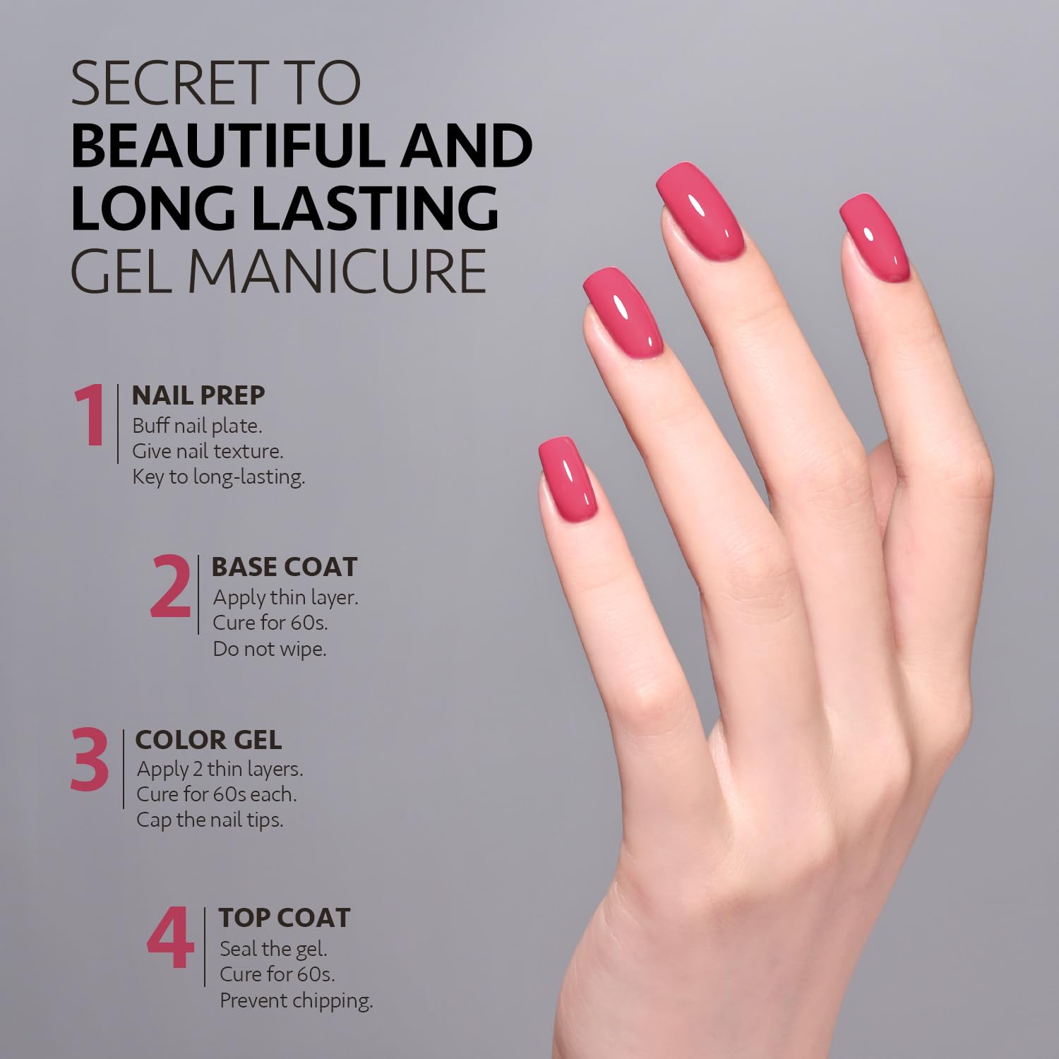 GAOY gel nail art steps scene showing base and color application