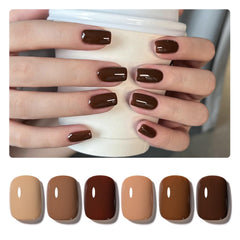 GAOY gel nail polish Brown Caramel Nude Red bottle for home manicures.