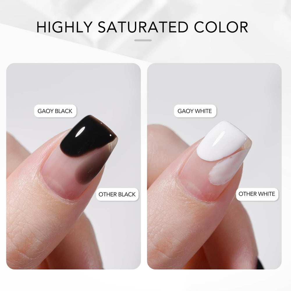 GAOY highly saturated black and white polish with rich color payoff