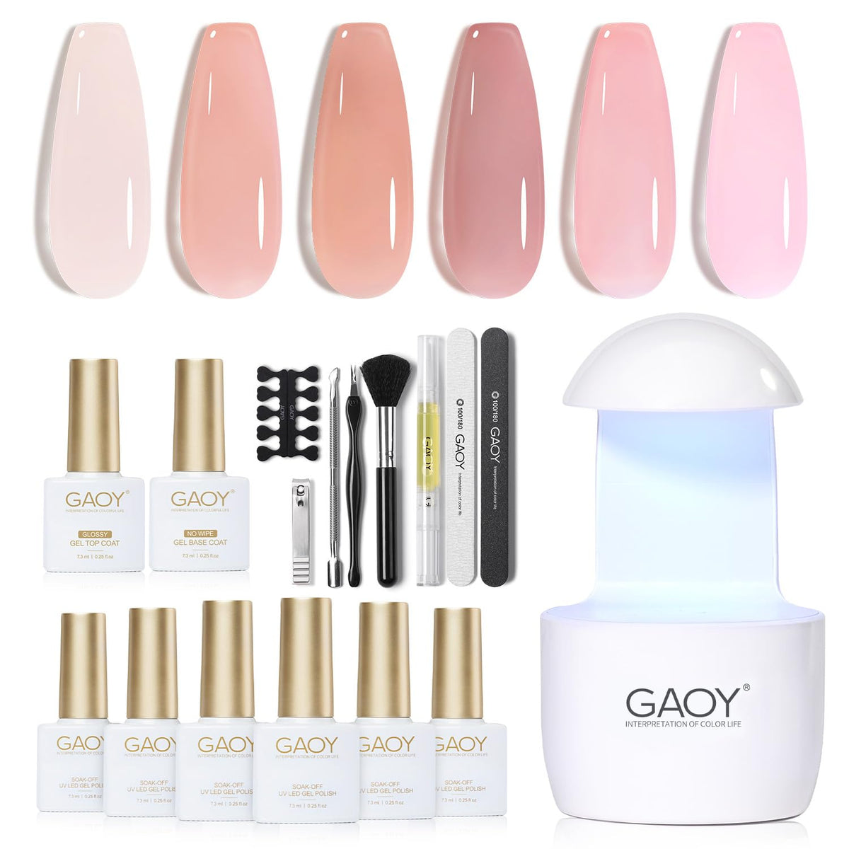 GAOY gel nail polish kit with UV lamp for at-home manicures