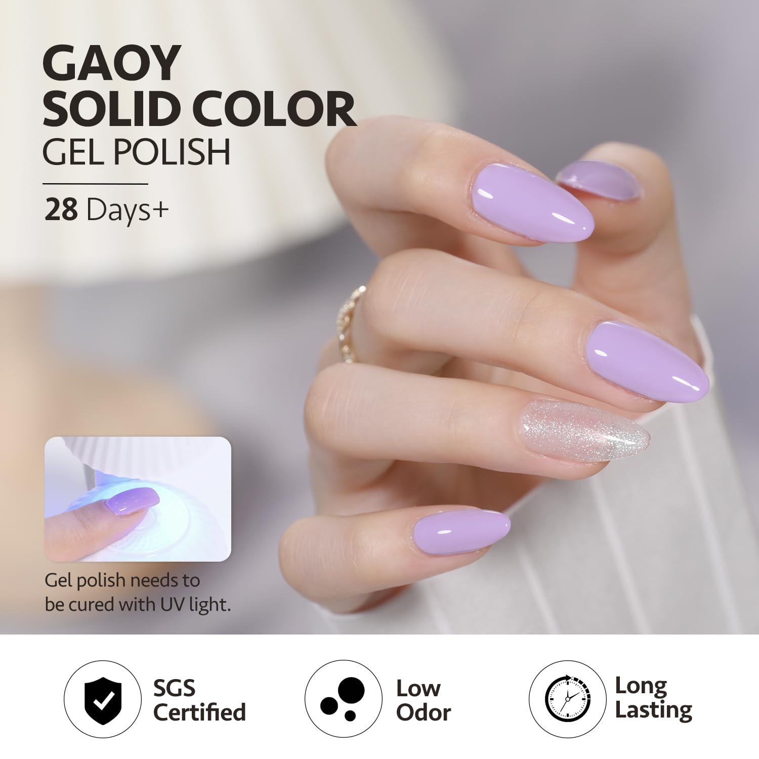 GAOY UV LED lamp curing GAOY gel polish in 60 seconds