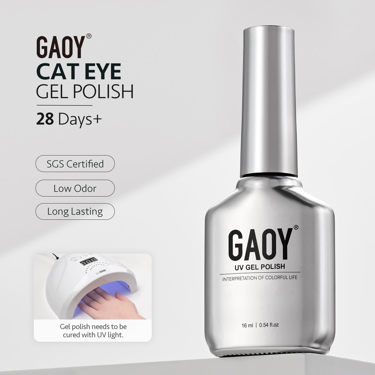 GAOY Gel nail polish kit packaging includes magnet for at-home art.