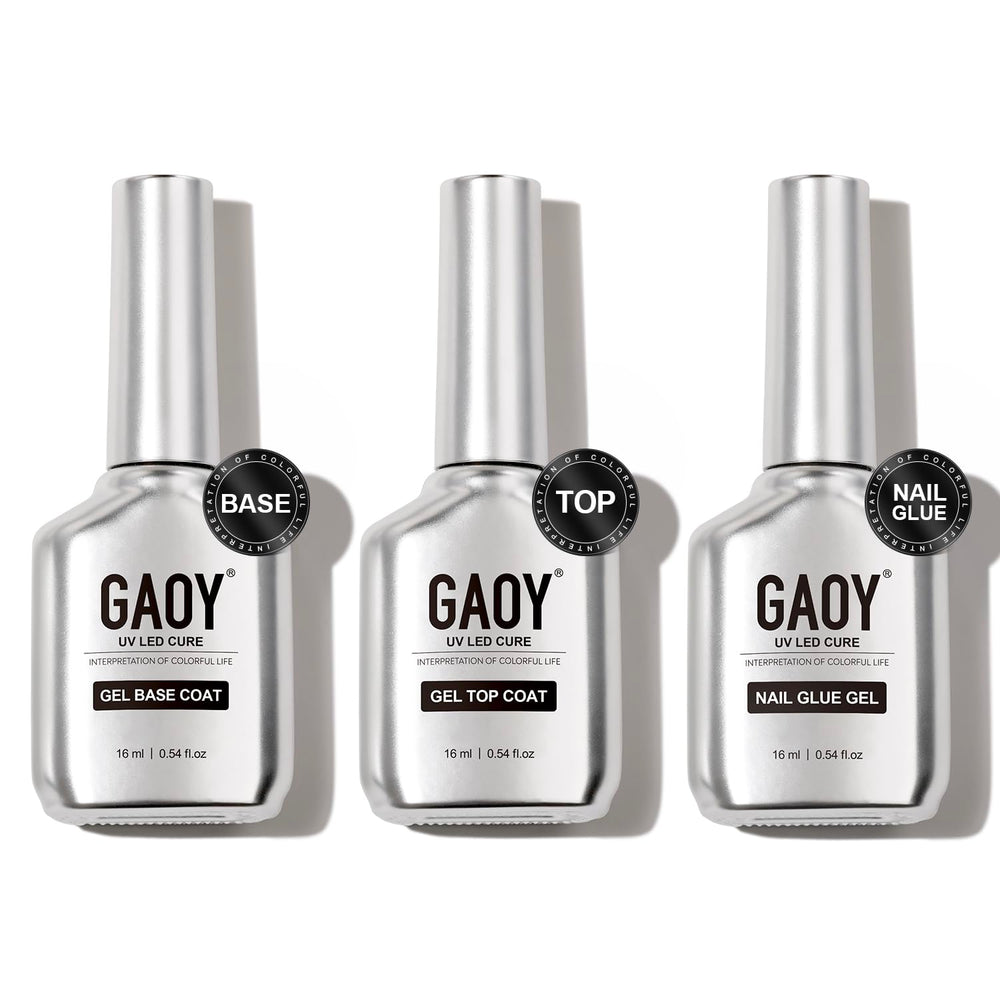 GAOY gel top coat bottle delivers glass-like shine and durable protection.