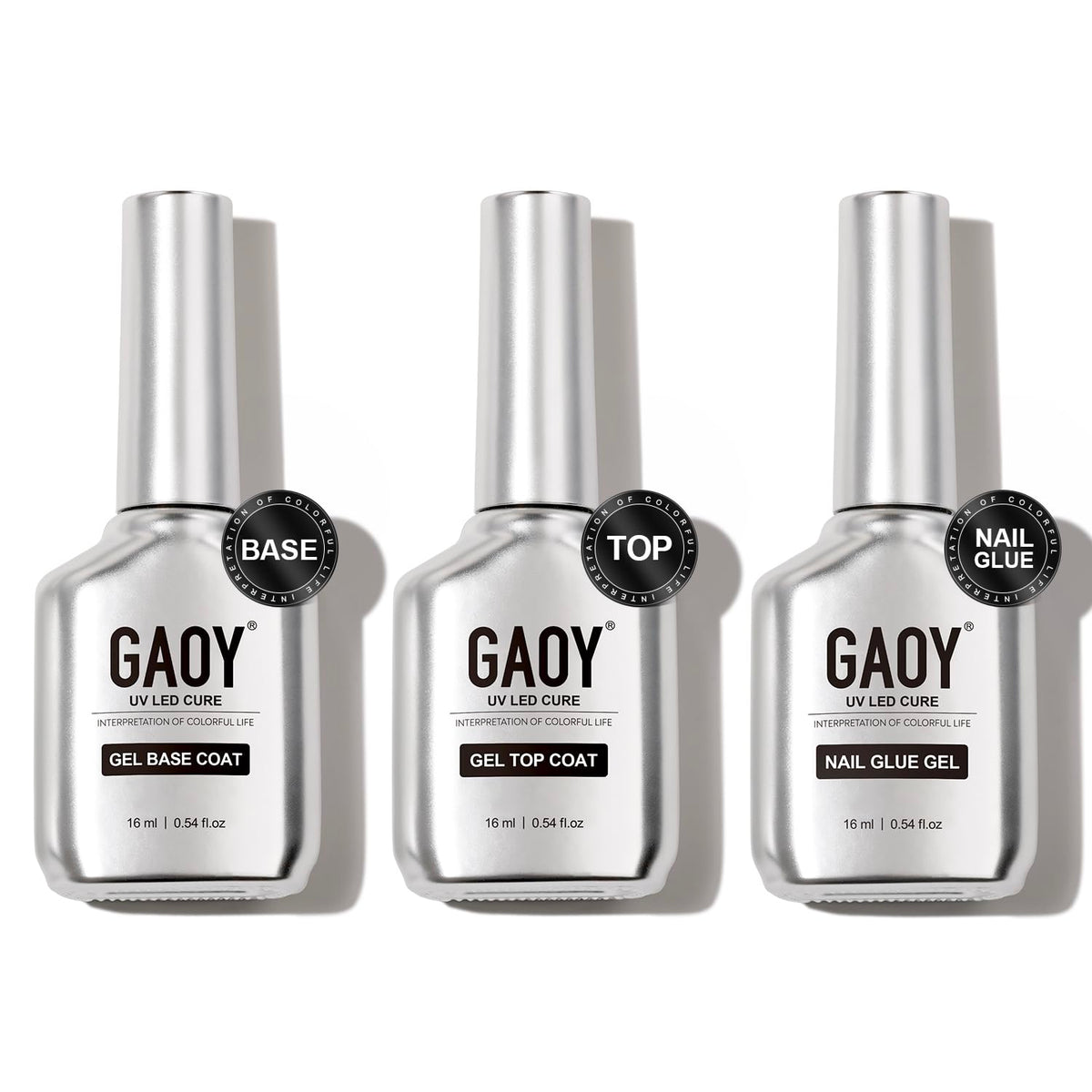 GAOY gel top coat bottle delivers glass-like shine and durable protection.