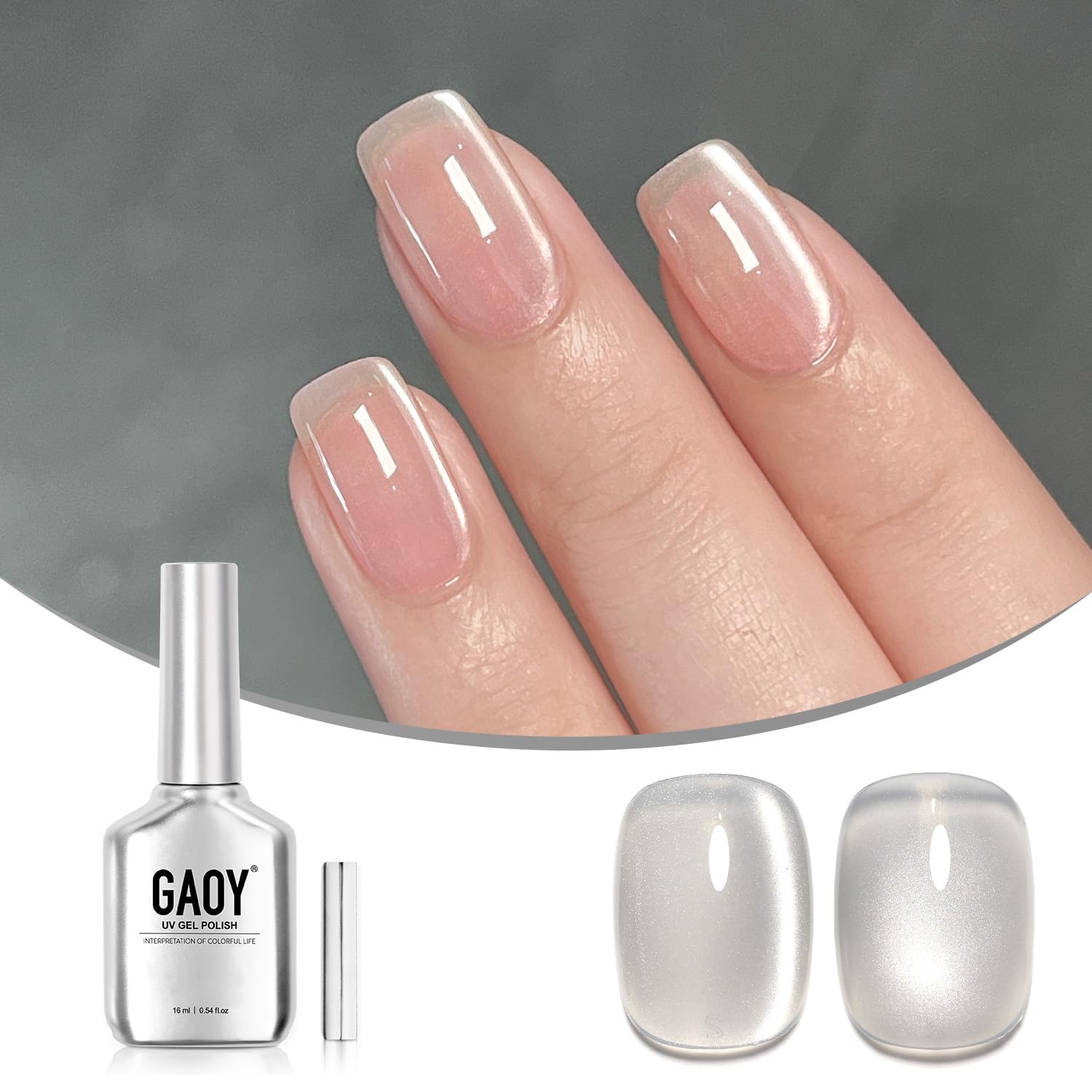 GAOY Glassy Cat Eye gel polish bottle with shimmering glow for at-home nail art.